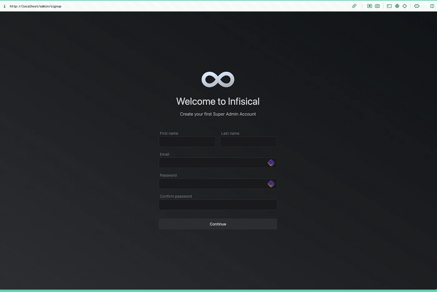 Login page Infisical